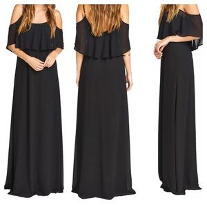 NWOT Show Me Your MuMu Caitlin Black Sheer Ruffle Flowy Maxi Dress Size XS